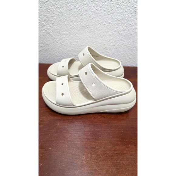 Crocs Women's Ivory Double-Strap Slide Wedge Sandals Size 7 Lightweight - Picture 4 of 11